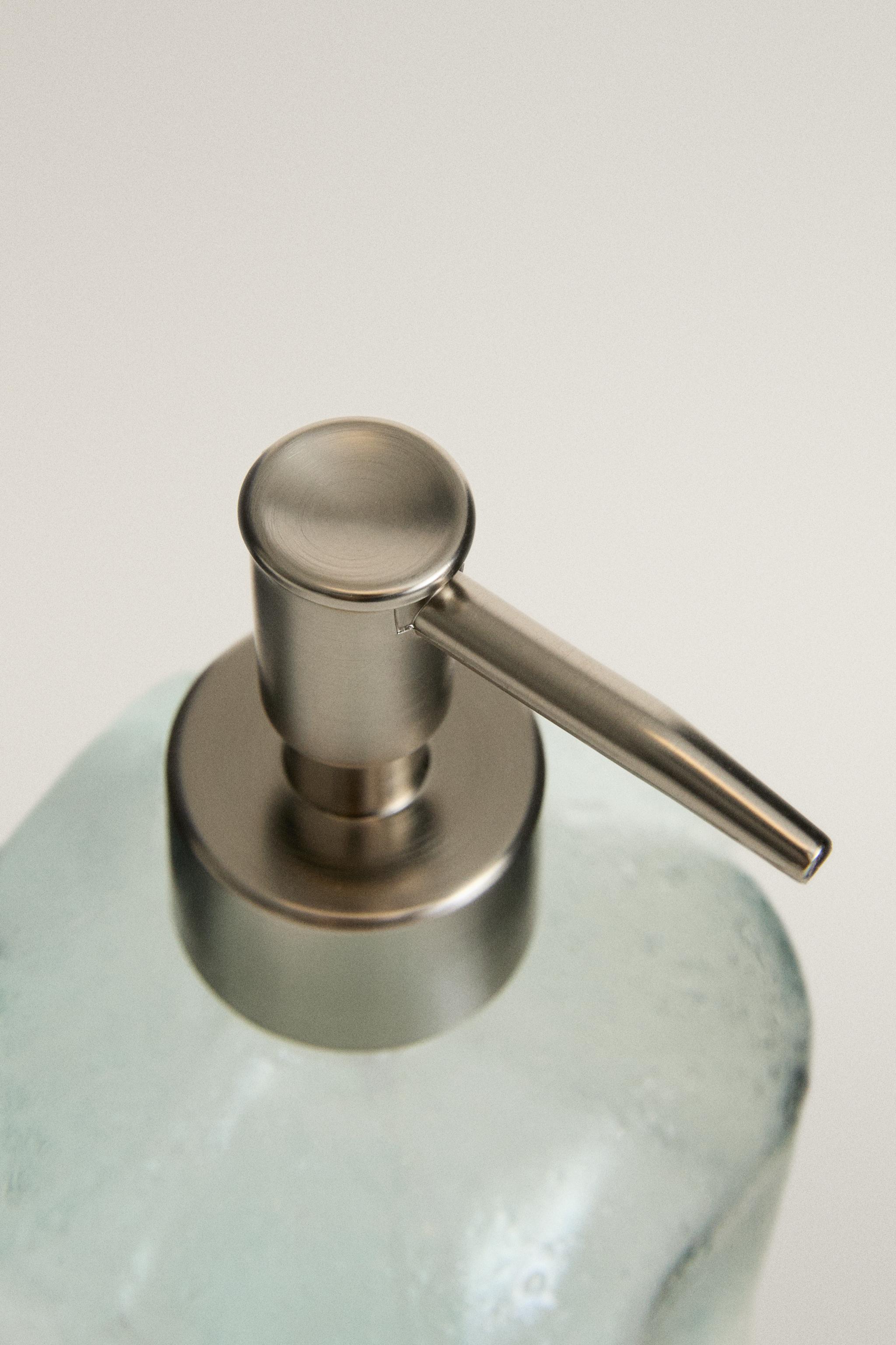 BLUE BUBBLE-EFFECT GLASS SOAP DISPENSER